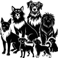 Silhouette of Diverse Dog Breeds in Format vector