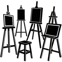 Black Silhouette Easels Set Isolated on White Background vector