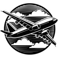 Majestic Passenger Plane Soaring Through the Pristine Sky vector