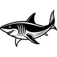 Minimalist Shark Continuous Line Art on White Background vector