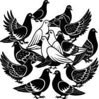 Collection of Majestic White Pigeons in Format vector
