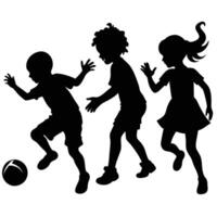 Playful Silhouettes of Kids in Motion against a Blank Background vector
