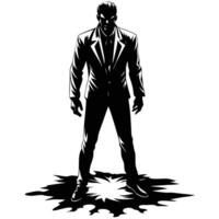 Lone Figure Standing Silently in the Shadowy Embrace of Isolation vector