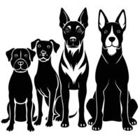 Silhouette of Different Dog Breeds Sitting Gracefully on a Blank Background vector