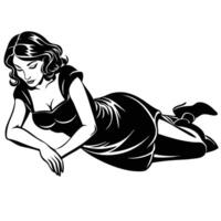 Silhouette of a Woman Lying Down on a White Background vector