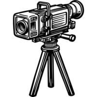 Premium Graphic Sketch of a Camera on a Tripod Isolated on White Background vector