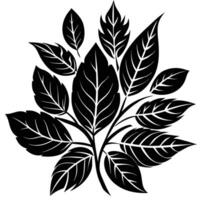 Silhouette Leaves Set Isolated on a Crisp White Background vector