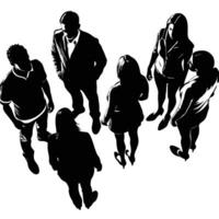 Top View of Silhouettes of People Standing Against a Wall with Shadows vector
