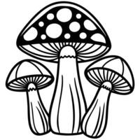 Minimalist Mushrooms Sketch with Single Continuous Line on White Background vector