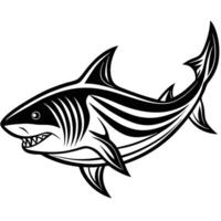 Minimalist Continuous Line Drawing of a Majestic Shark on a Pristine White Background vector