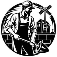 Silhouette of Builders at Work Captured in Format vector