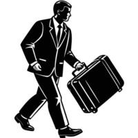 Mysterious Silhouette Figure Lugging Suitcase on a Nocturnal Journey vector