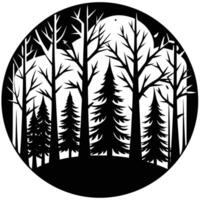 Isolated Silhouette Forest with Intricate Details vector