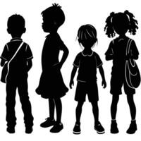 Set of Two Playful Silhouette Kids Figures with Motion Effect vector