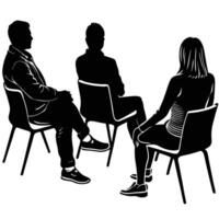 Group of People Silhouette Sitting on Chairs in a Modern Setting vector