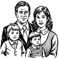 Family Sketch Outline with Children Engaged in Playful Interactions vector