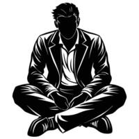 Silhouette of a Seated Man on a White Background vector