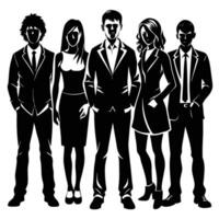 Silhouettes of People in Various Poses on a Blank White Background Image vector