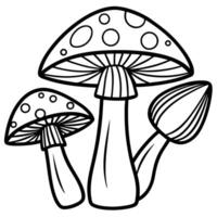 Continuous Line Drawing of a Cluster of Mushrooms in Black and White vector