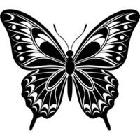 Captivating BlackandWhite Silhouette of a Butterfly in Flight vector