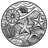 Hand Drawn Circle Coloring Page with Simple Shapes for Kids vector