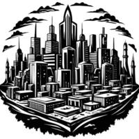 Vibrant Cityscape Explored with Watercolor vector