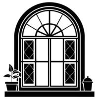 Intricate Window Silhouette Collection in Black and White vector