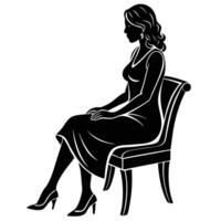 Serene Silhouette of a Woman Relaxing on a Chair in a Tranquil Space vector