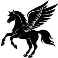 Silhouette of a Majestic Pegasus on a Pristine White Background vector
