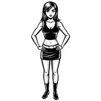 Set of Slim Female Standing Figure Sketches in Format vector