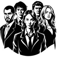 Collection of Silhouettes of People in Various Poses Against a White Background vector