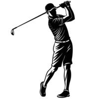 Minimalist Silhouette of a Male Golfer against a Pristine White Background vector