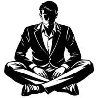 Silhouette of a Sitting Man on a White Background in Format vector