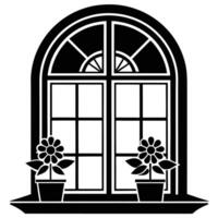 Shadowy Outlines of Architectural Window Frames in a Collection vector