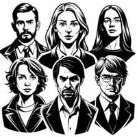 Diverse Group of Isolated People Silhouettes in Format vector