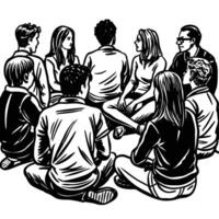ized Sketch of People Sitting in Various Poses vector