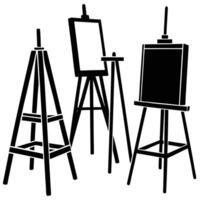 Silhouette Easels and Canvases on Pristine White Background vector