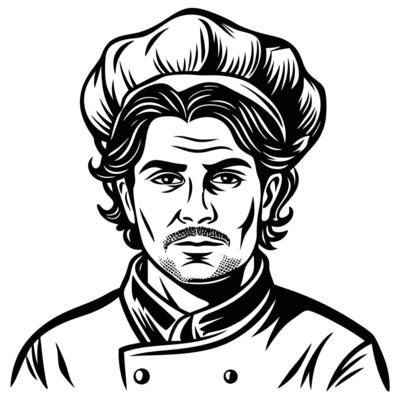 Sketch Style Portrait of a Chef with a White Background Illustration