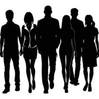 Diverse Silhouette Figures of People Standing on Isolated White Background vector