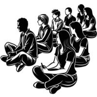Sketch of People Sitting on a White Background in Various Poses vector