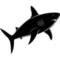 Silhouette of a Shark Swimming Gracefully in Top View on a White Background vector