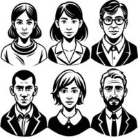 Diverse Crowd of People Isolated Set for Social Distancing Illustrations vector