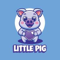 Heartfelt Pig Character A Loveable Swine Holding Its Own Heart vector