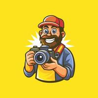 Cartoon Character Mascot of Photographer with Logo Element vector