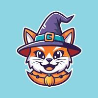 Spooky and Mischievous Witch Cat Mascot Cartoon vector