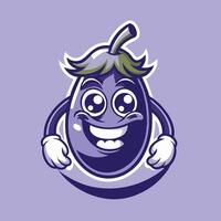 Playful Cartoon Mascot of an Eggplant with a Quirky Expression vector
