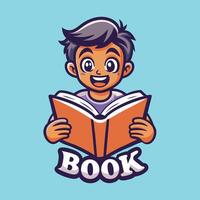 Cartoon Boy Reading a Book A Delightful Character for Educational Content vector