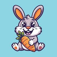 Jubilant Bunny Embracing a Succulent Carrot in a Illustration vector