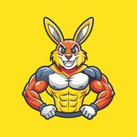 Buff and Bold Muscular Rabbit Mascot with a Cartoonish Flair vector