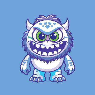 A Drawing of a Green Faced Monster with Sharp Teeth and Claws